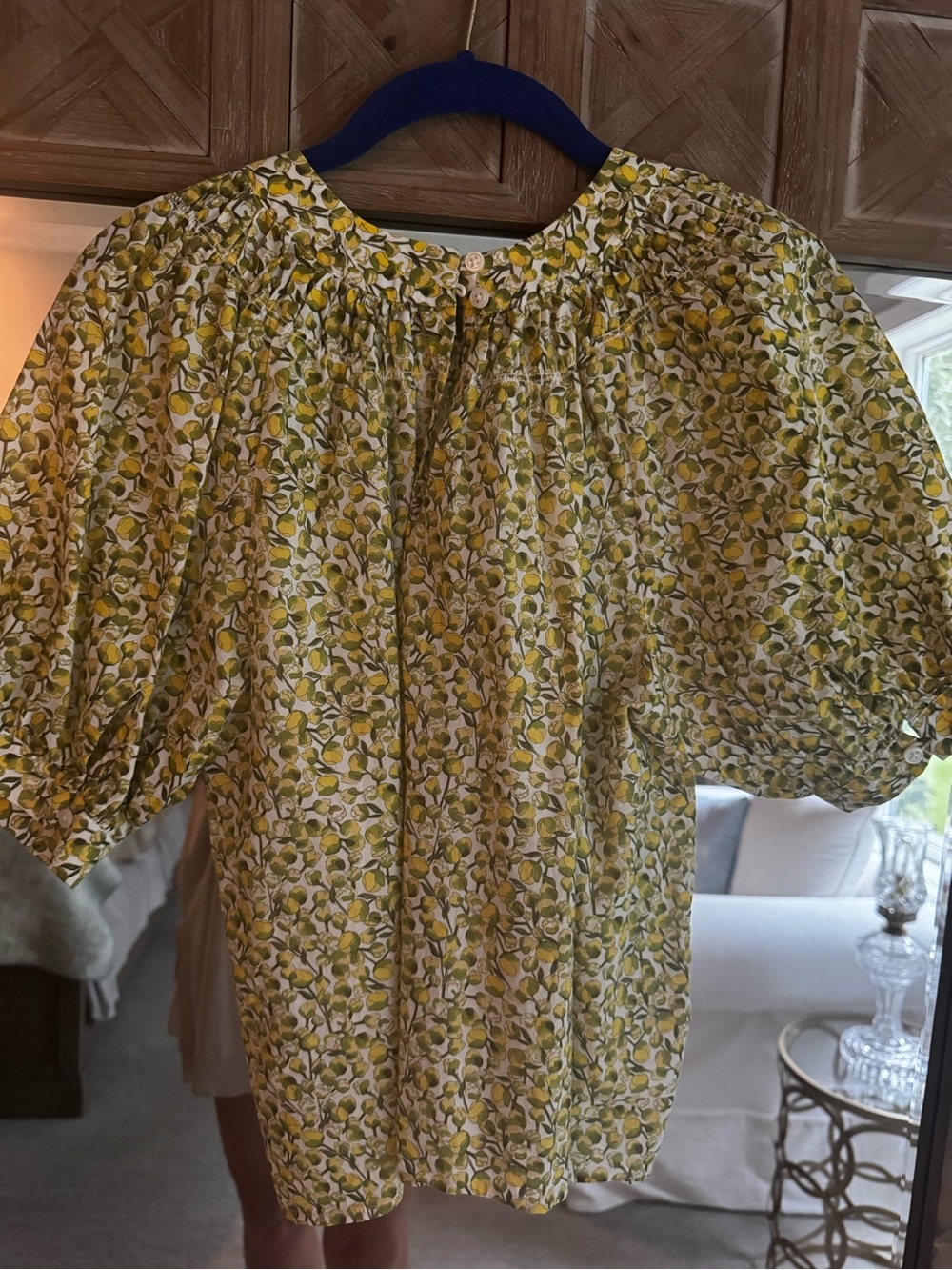 J. Crew Liberty Print Lemon Print Blouse in Yellow and Olive - Picture 2 of 7